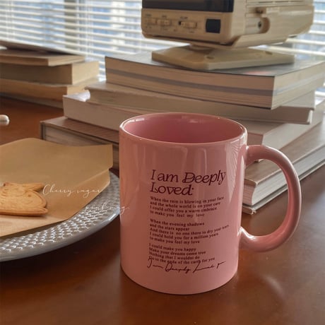 lettering pink マグカップ
