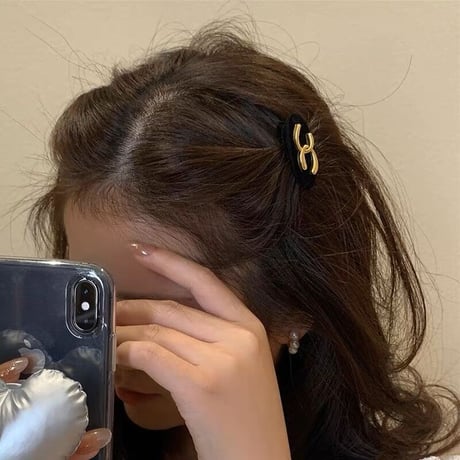 【即納】クロスCベロアヘアクリップ