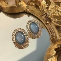 ブルービンテージラウンド ピアス/イヤリング