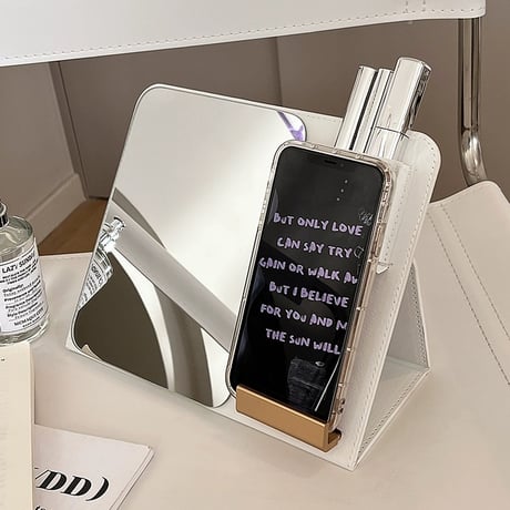 収納付きスマホスタンドミラー