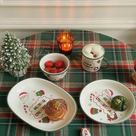 【一部即納】クリスマスチェックのテーブルクロス