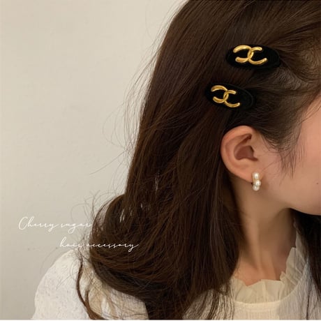 【即納】クロスCベロアヘアクリップ