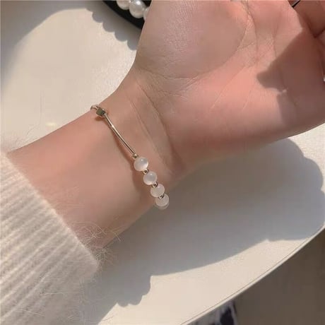 ホワイトオパールゴールドブレスレット