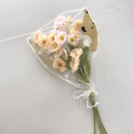 くまさんラッピングの造花のブーケ