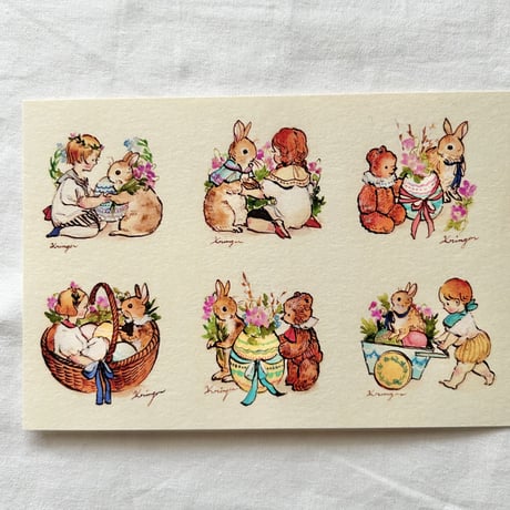 23K-05 Easter Bunny  -small paintings-  ポストカード