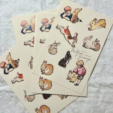 New Year Card 2023 Dancing Rabbits（賀詞あり）