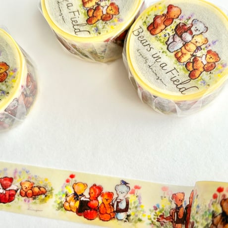 "Bears in a Field" washi tape,  マスキングテープ
