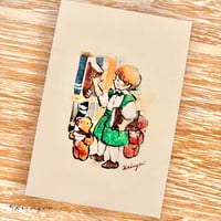 25K-18: "Boy in the Library" postcard