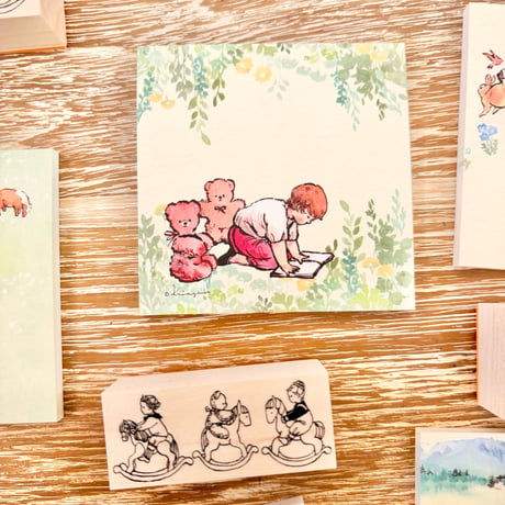 "Reading Book with Bears " memo pad  くまたちと本を読むメモ帳