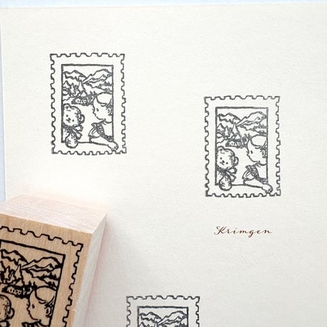 No.268 "Stamp - mountain -" rubber Stamp （山の風景の切手スタンプ）