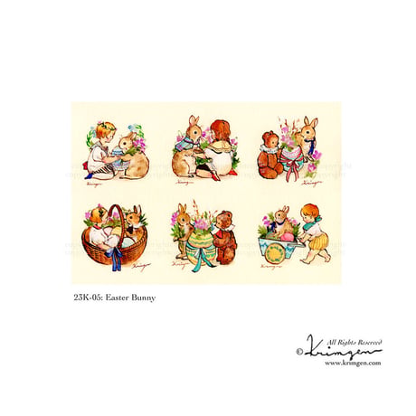 23K-05 Easter Bunny  -small paintings-  ポストカード