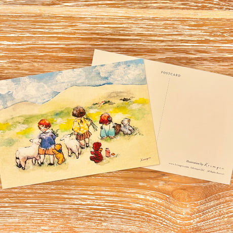 Three Kids watching clouds ポストカード