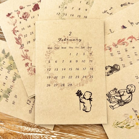 2024 calendar - postcard type- 12 sheets