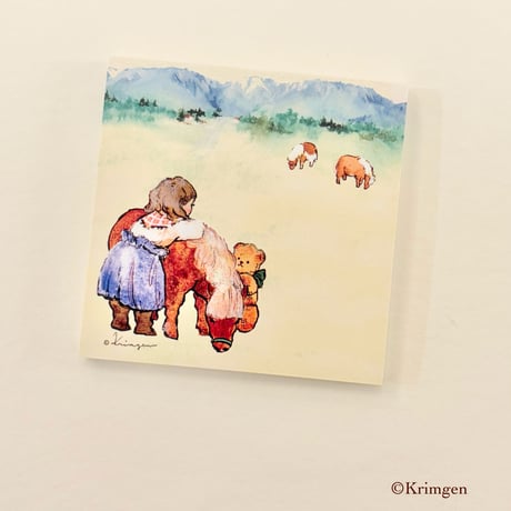 "Miniature Horses in Mountain" memo pad  山のミニチュアホースメモ帳
