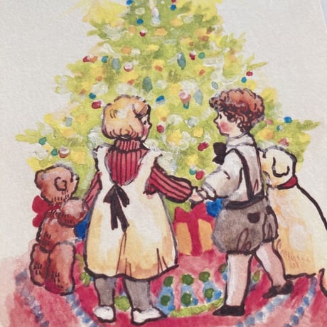Children with Christmas Tree ポストカード