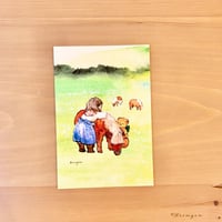 26K-09: "Miniature horse and Girl in Farm"  postcard
