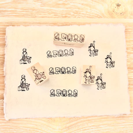 No. 265 "Children and Teddy Bears" rubber stamp （子供達とテディベアハンコ）