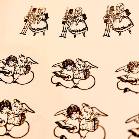 "Two Angels Reading Books” Stamp （No.228  本を読む二人の天使 ハンコ）