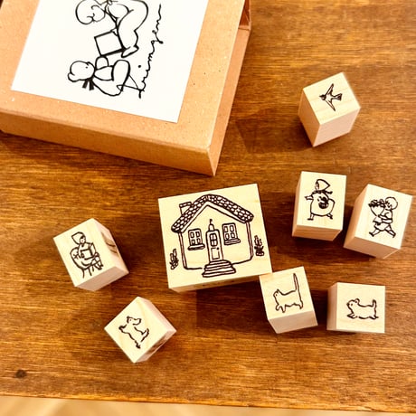 "Home” Stamp （No.233 おうちハンコセット）Set of 8 stamps with a box
