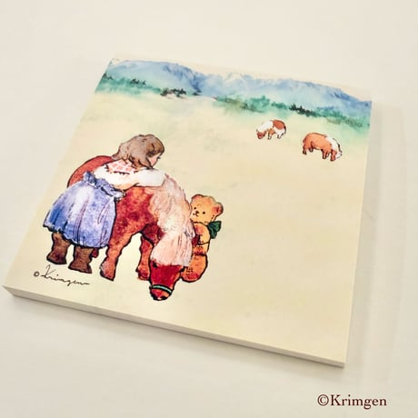 "Miniature Horses in Mountain" memo pad  山のミニチュアホースメモ帳