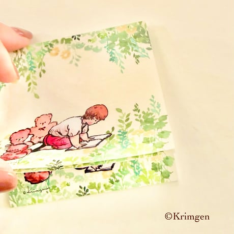 "Reading Book with Bears " memo pad  くまたちと本を読むメモ帳