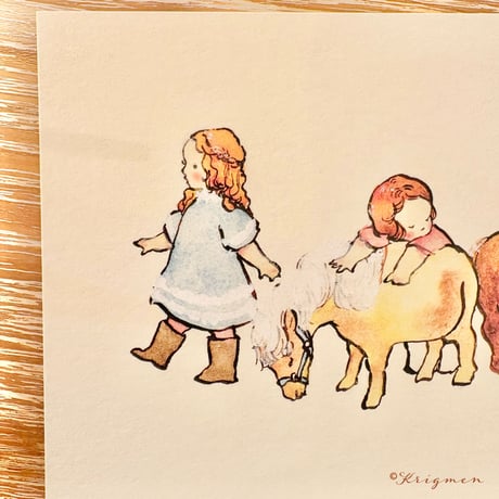 25K-32: "Miniature Horses and Children" postcard