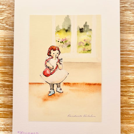 26K-18: "Preparing to go outside" postcard（「外へ行く準備」ポストカード）