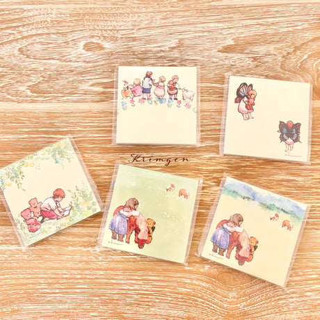 "Reading Book with Bears " memo pad  くまたちと本を読むメモ帳