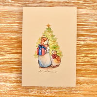 25K-41: "Cat and Girl in Christmas" postcard