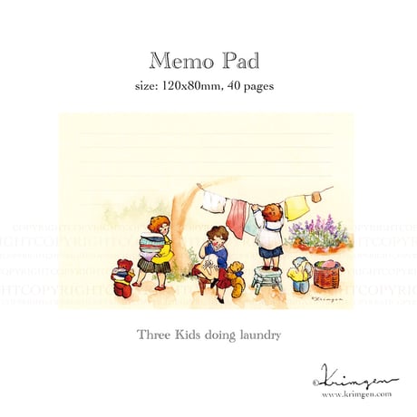 Three kids doing Laundry メモ帳