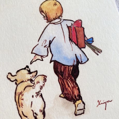 Boy and Dog ポストカード