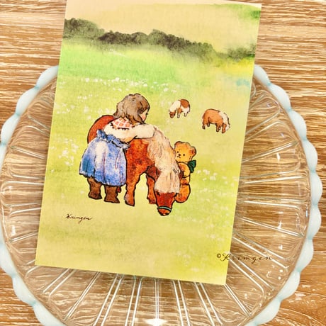 26K-09: "Miniature horse and Girl in Farm"  postcard