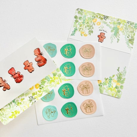 Message Card & Sealing Sticker Set (Fluffy Bears)　*終売