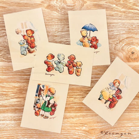 25K-23: "Umbrella and Bears" postcard
