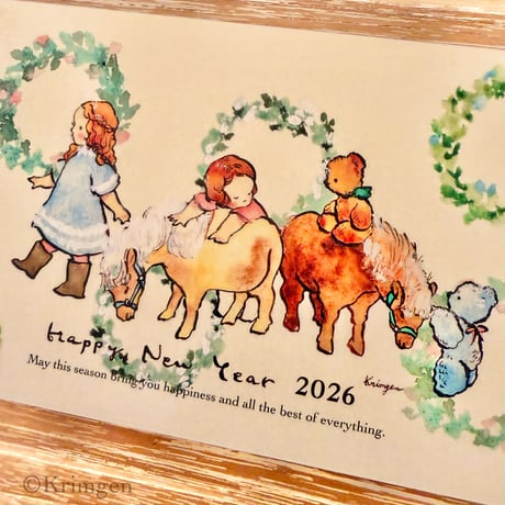 25K-45: "NEW YEAR CARD CHILDREN" postcard 年賀状（子供） 2026