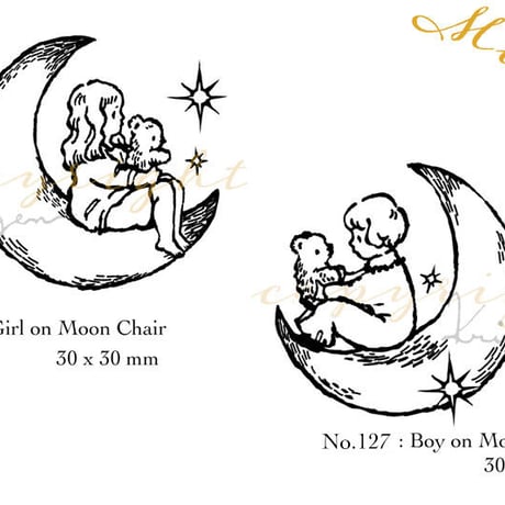 Girl on Moon Chair ハンコ (No.126)