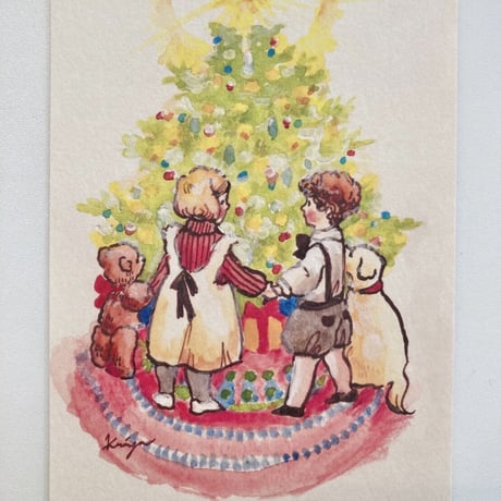 Children with Christmas Tree ポストカード