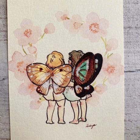 桜と妖精たち (Cherry blossoms and Fairies postcard) ポストカード