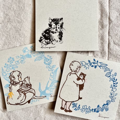 花の中の少女と猫 メモ帳