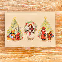 25K-50: "Angel and Christmas tree" postcard （天使とクリスマスツリーポストカード）