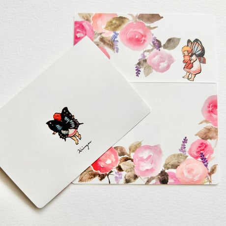 Message Card & Sealing Sticker Set (Butterfly Fairies)