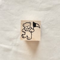 No.195: Flag Bear （旗を持つテディベア）ハンコ