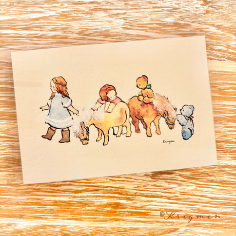 25K-32: "Miniature Horses and Children" postcard