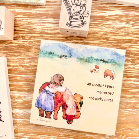 "Miniature Horses in Mountain" memo pad  山のミニチュアホースメモ帳