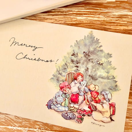 "Three kids opening gifts" memo pad メモ帳