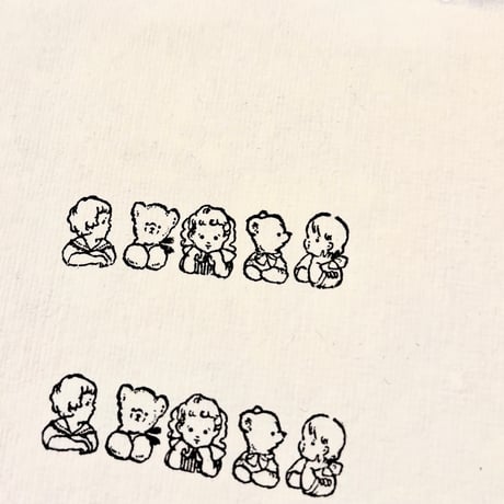 No. 265 "Children and Teddy Bears" rubber stamp （子供達とテディベアハンコ）