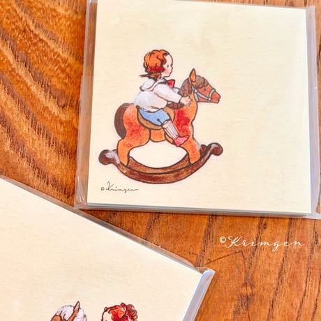 "Boy on Rocking Horse"  square memo pad メモ帳