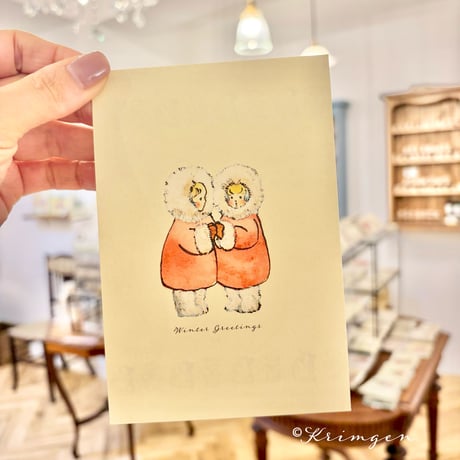 25K-39: "Winter Greetings (twin stars)" postcard