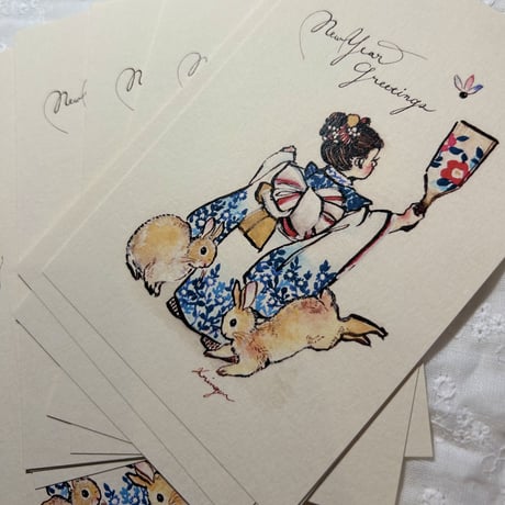 New Year Card 2023 Kimono Girl（賀詞あり）
