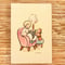 24K-24: \"Read a Book on a Pink Sofa\" postcard  （ピンクのソファに座るポストカード）